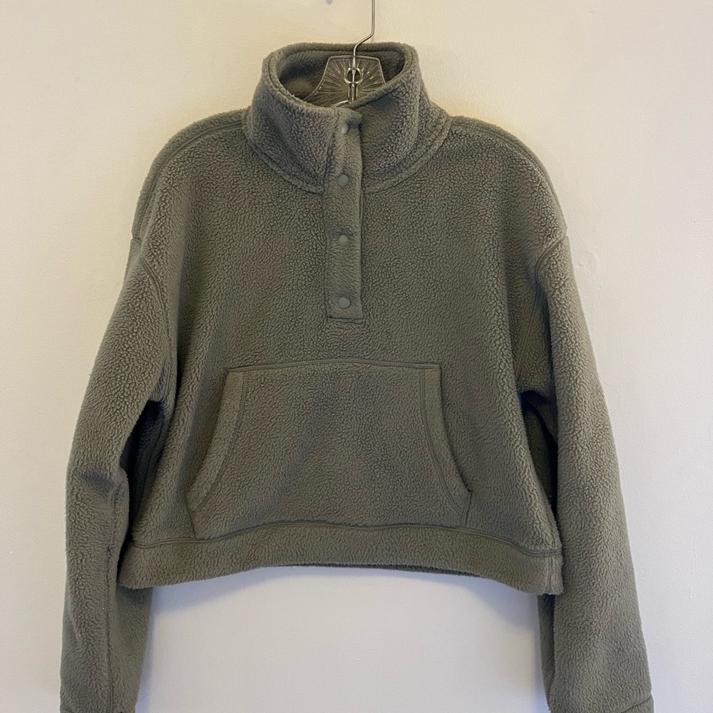 Deep olive Abercrombie snap pullover